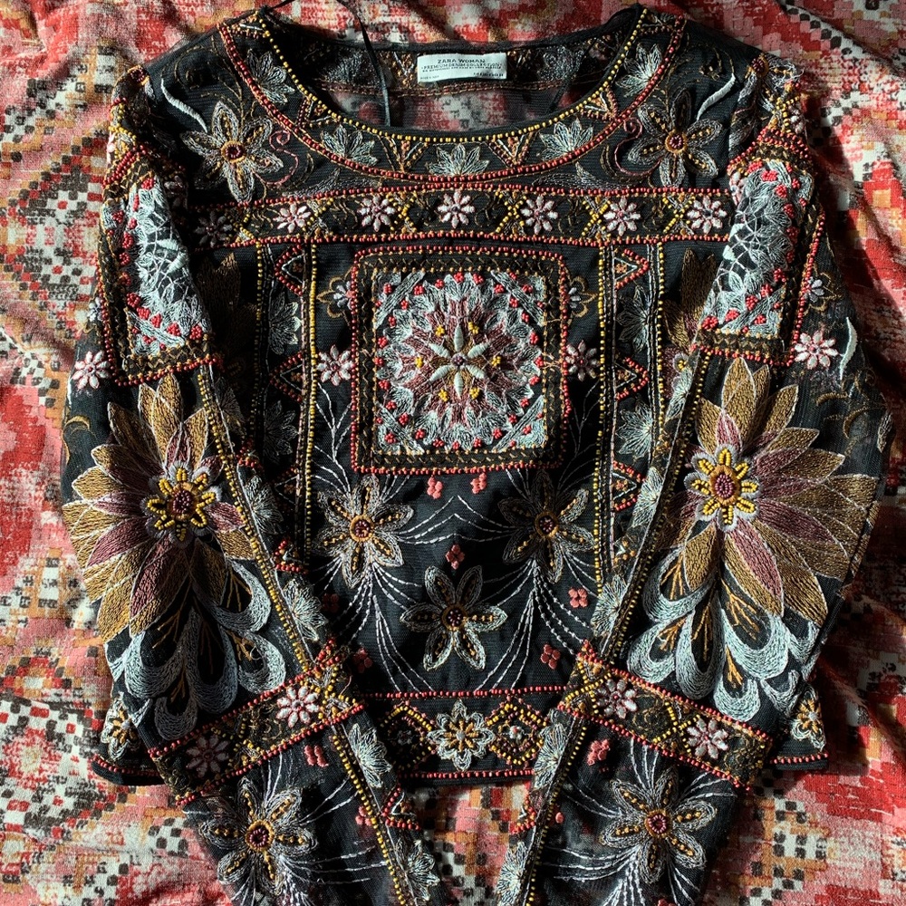 Zara- Boho Embroidered Top